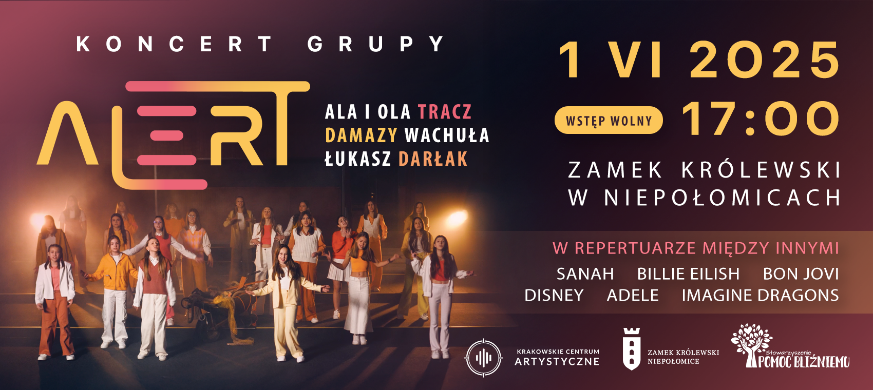 Koncert Krakowskiej Grupy Alert oraz gości na Zamku Królewskim w Niepołomicach - plakat wydarzenia