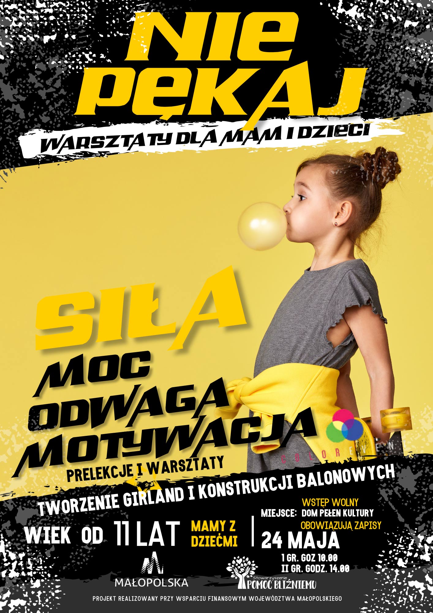 Plakat wydarzenia Nie pękaj organizowanego przez Stowarzyszenie Pomoc Bliźniemu