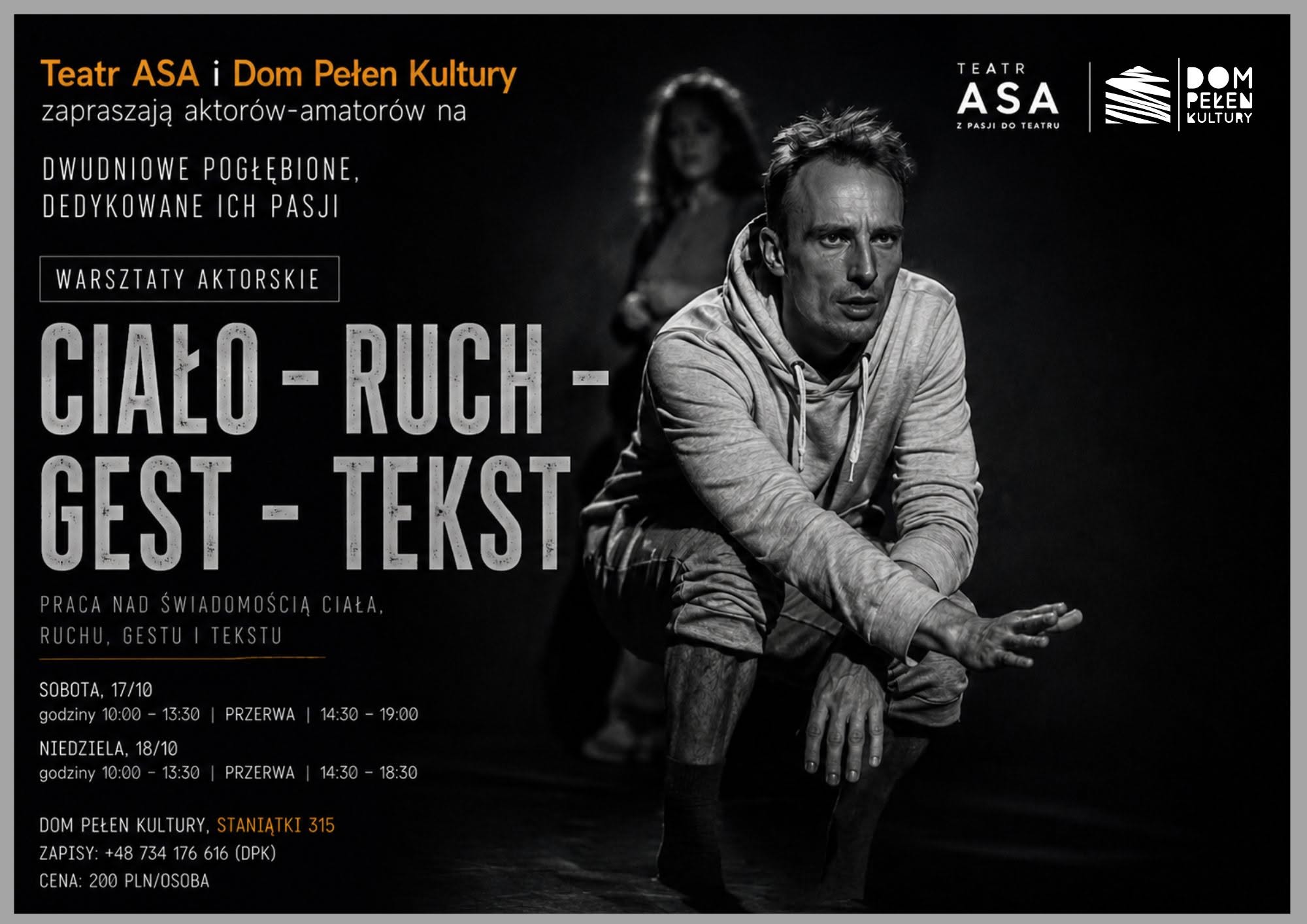 Warsztaty aktorskie - Ciało-ruch-gest-tekst - Dom Pełen Kultury